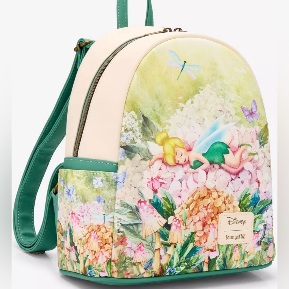 Loungefly Disney NWT Peter Pan Tinker Bell Flowers Mini Backpack - Picture 6 of 6